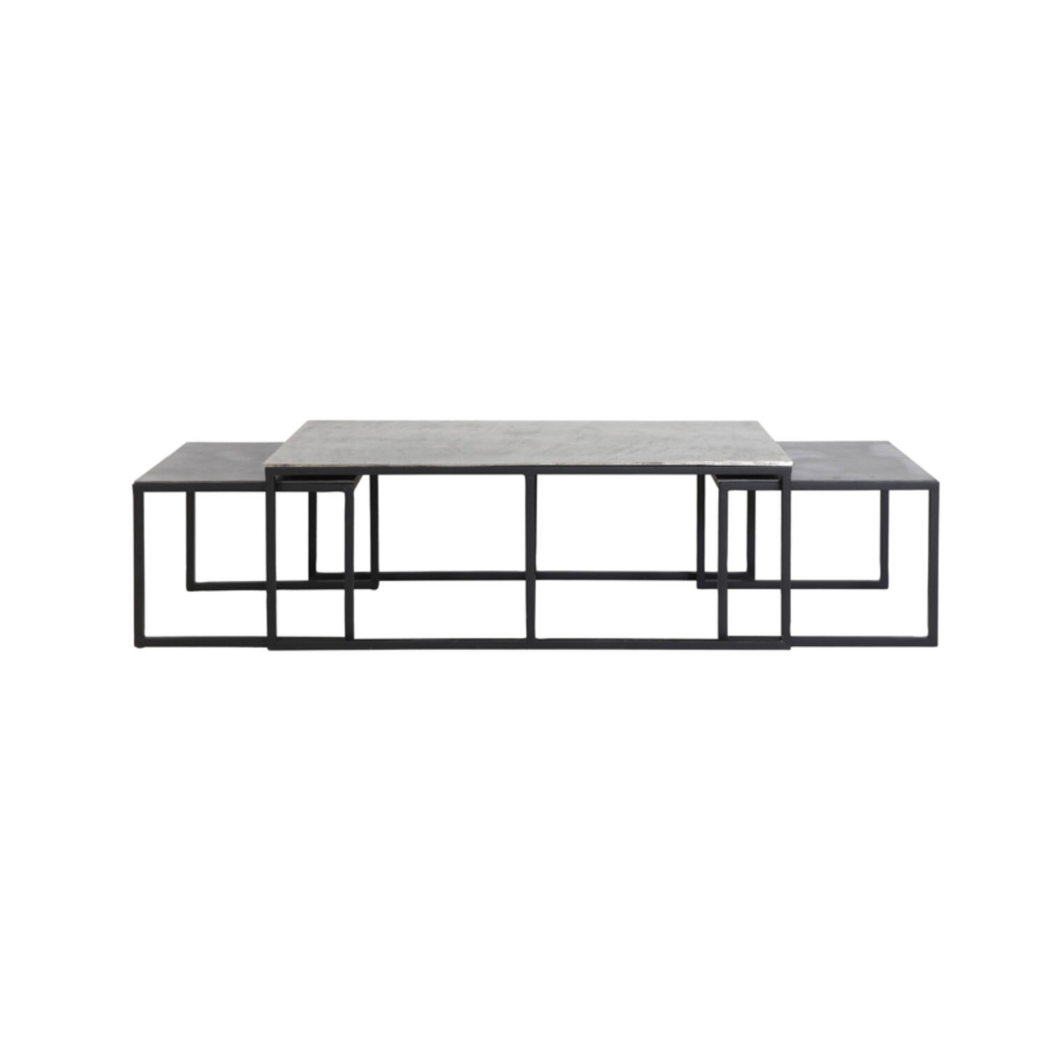 light & living Salontafel S/3 max 120x60x45 cm KUMALU ant. tin-ant. lood