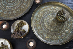 Light & Living Schaal Ø58x1 5 Cm MELE Antiek Groen-goud