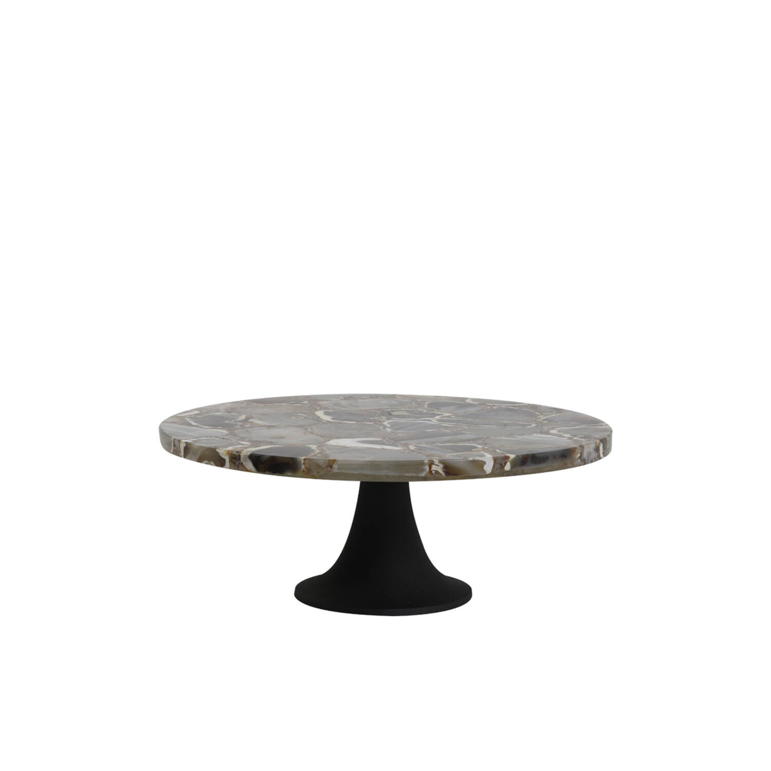 light & living Schaal op voet Ø40x15 cm LAYO agaat+mat zwart