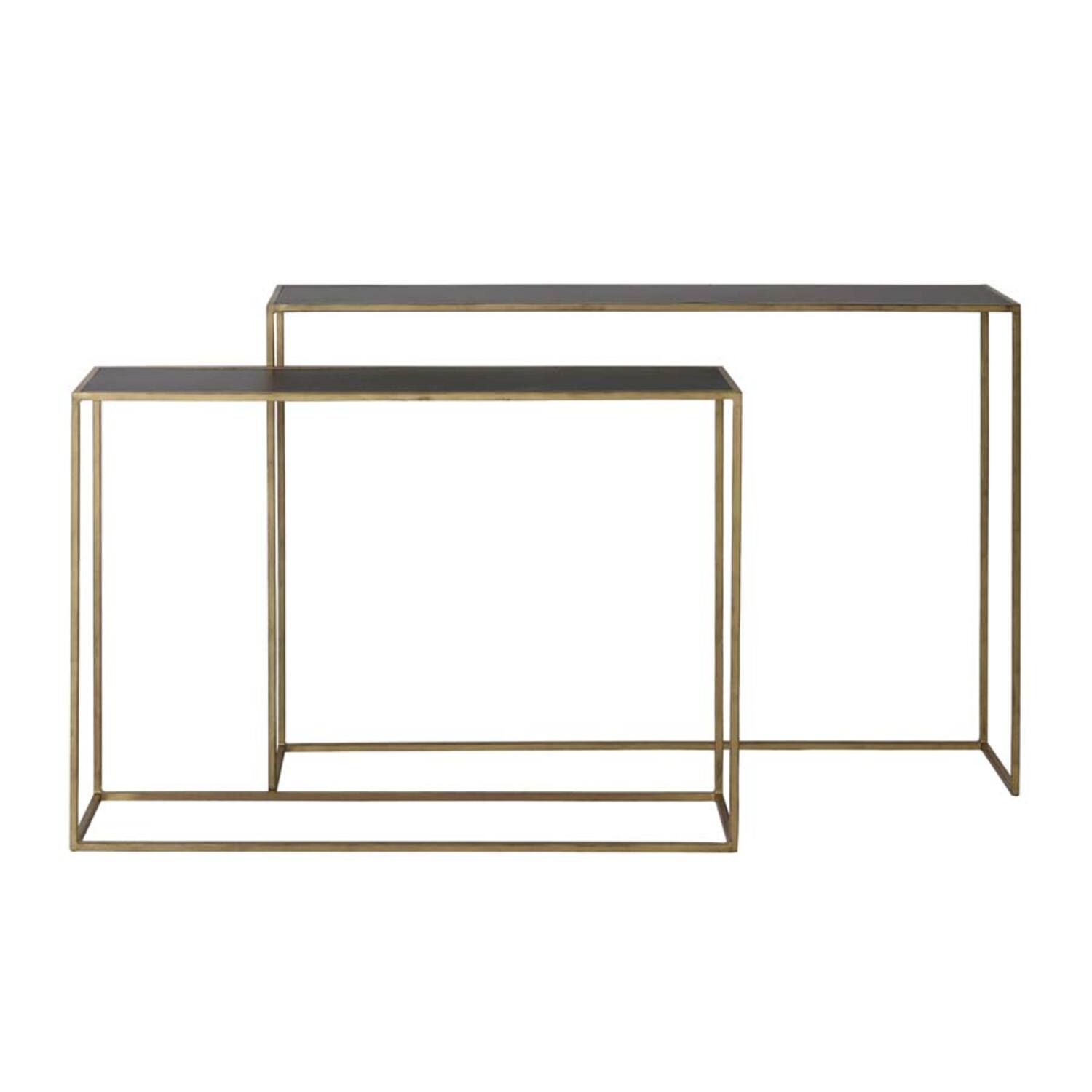 light & living Side table S/2 100x25x70+120x25x80 cm BOCA m.zwart wash-goud