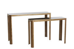 Light & Living Side Table S/2 100x30x70+120x35x80 Cm OXE Ant. Br+smoke Gl