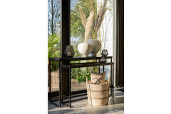 Light & Living Side Table S/2 100x30x70+120x40x82 Cm BRYSON Hout Mat Zwart