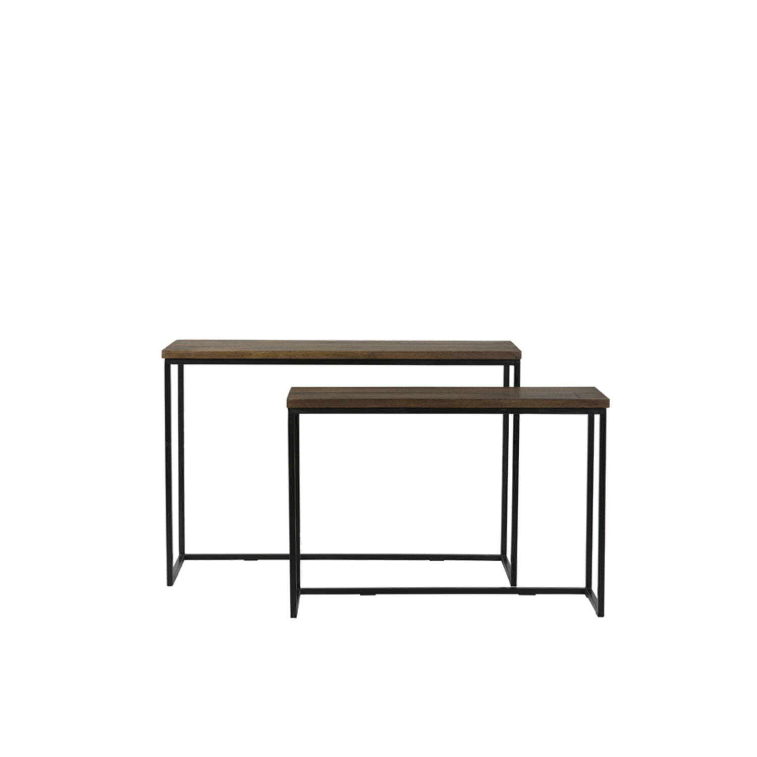 Light & Living Side Table S/2 100x30x70+120x40x82 Cm BRYSON Hout Bruin-zwrt