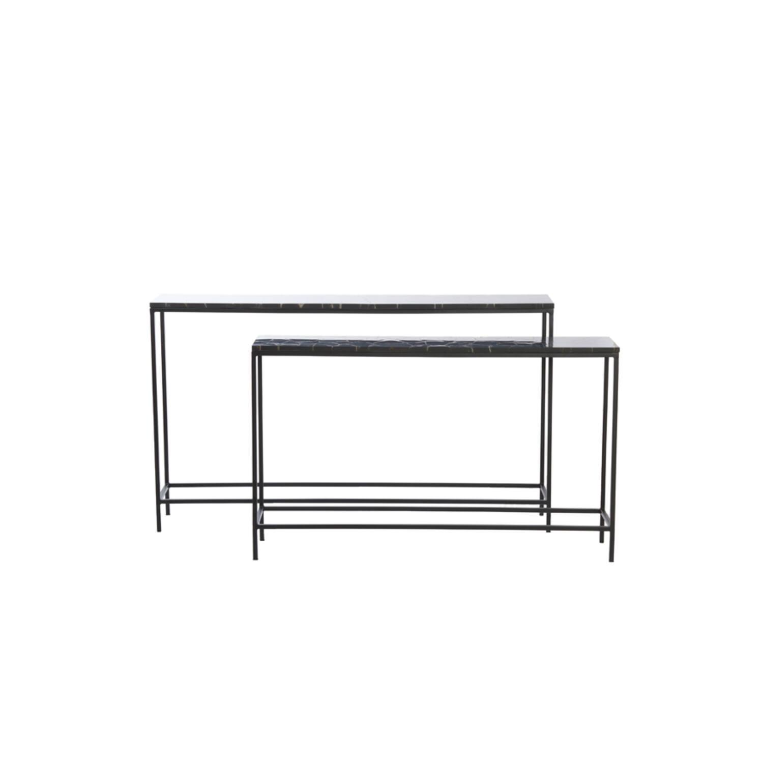 light & living Side table S/2 120x25x72+140x25x82 cm MORENA zwrt+agaat zwrt
