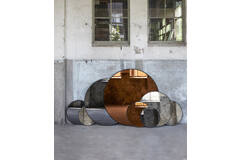 Light & Living Spiegel Ø50 Cm ESPEJO Bruin Glas+zwart