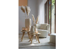 Light & Living Stoel 89x85x74 Cm SENJA Bouclé Wit+zwart Draaivoet