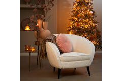 Light & Living Stoel 91x71x77 Cm ALMOND Bouclé Crème-hout Zwart