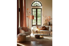 light & living Stoel 91x71x77 cm ALMOND bouclé crème-hout zwart