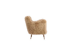 Light & Living Stoel 93x82x91 Cm OLYSSA Furry Beige+brons