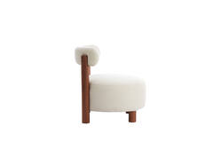 Light & Living Stoel Ø74x74 Cm FERENTINO Acacia Hout Naturel+bouclé Crème