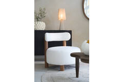 light & living Stoel Ø74x74 cm FERENTINO acacia hout naturel+bouclé crème