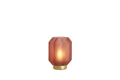 Light & Living Tafellamp LED Ø13x16 5 Cm YVIAS Glas Mat Steenrood+goud