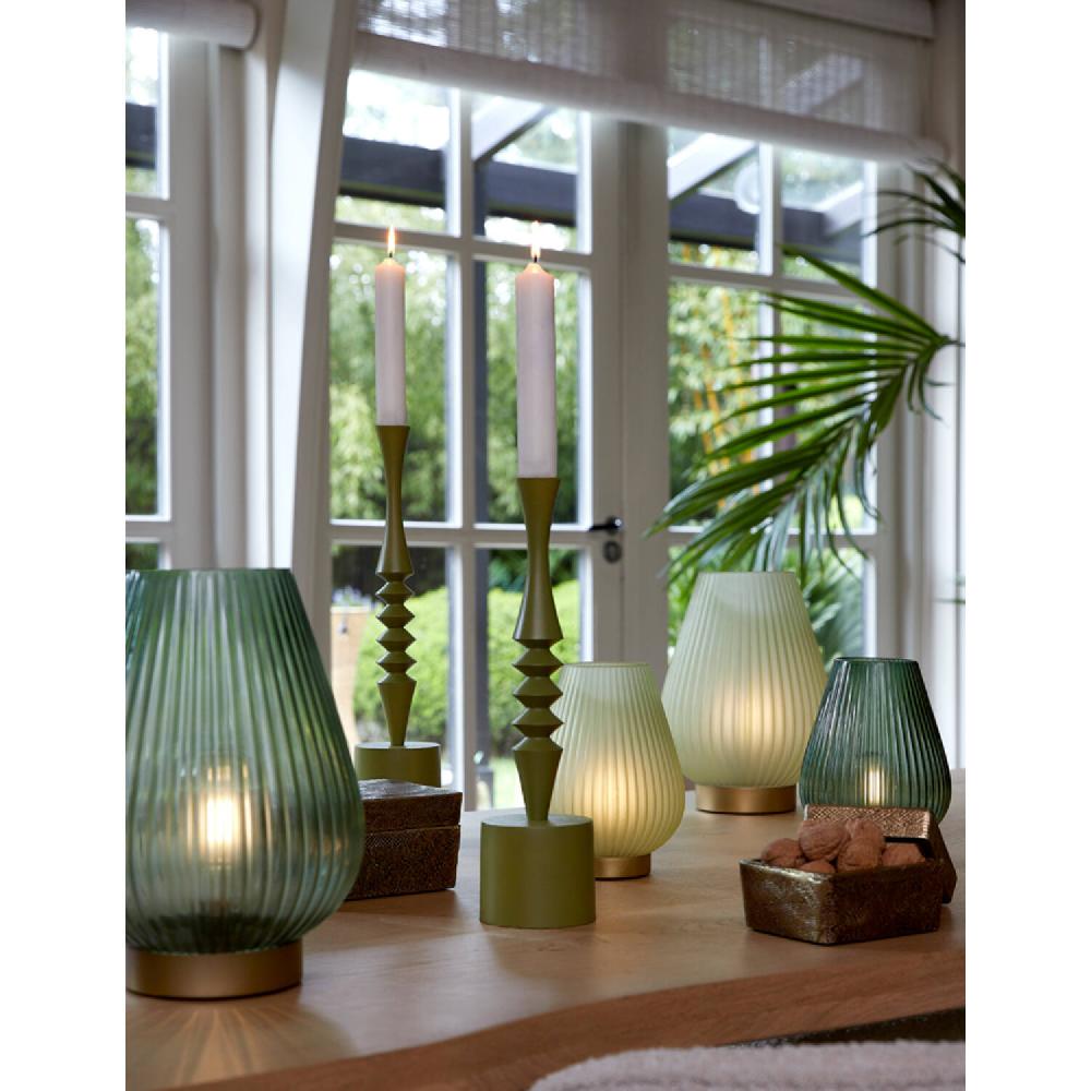 Light & Living Tafellamp LED Ø14 5x19 5 Cm TAJERA Glas Mat Licht Groen+goud