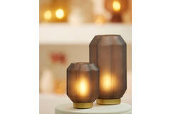 Light & Living Tafellamp LED Ø15x27 Cm YVIAS Glas Mat Donker Bruin+goud