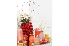 Light & Living Tafellamp LED Ø15x27 Cm YVIAS Glas Melk Steenrood+goud