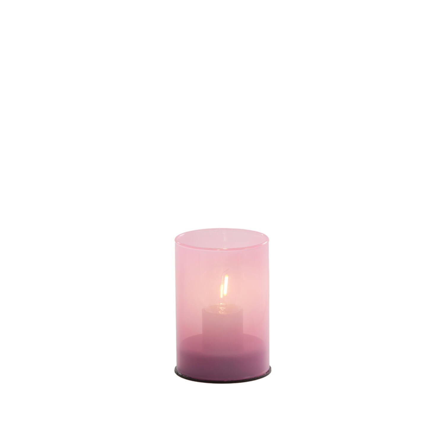 Light & Living Tafellamp LED Ø7x10 Cm VAZOLLA Glas Melk Licht Roze