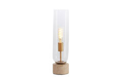 Light & Living Tafellamp Ø12x47 Cm RYLANO Glas Helder+zand+antiek Brons