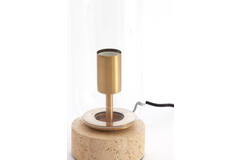 Light & Living Tafellamp Ø12x47 Cm RYLANO Glas Helder+zand+antiek Brons