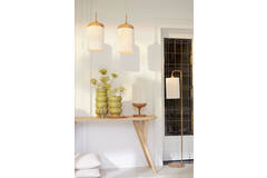 Light & Living Tafellamp Ø22 5x50 Cm DANIA Hout Print Naturel+touw Crème