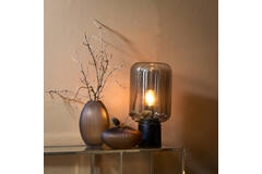 Light & Living Tafellamp Ø22x43 5 Cm ARTURAN Smoke Glas Grijs+mat Zwart