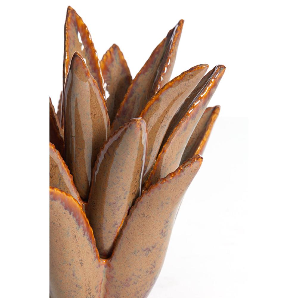 Light & Living Theelicht Ø13x15 Cm CACTUS Keramiek Bruin-grijs