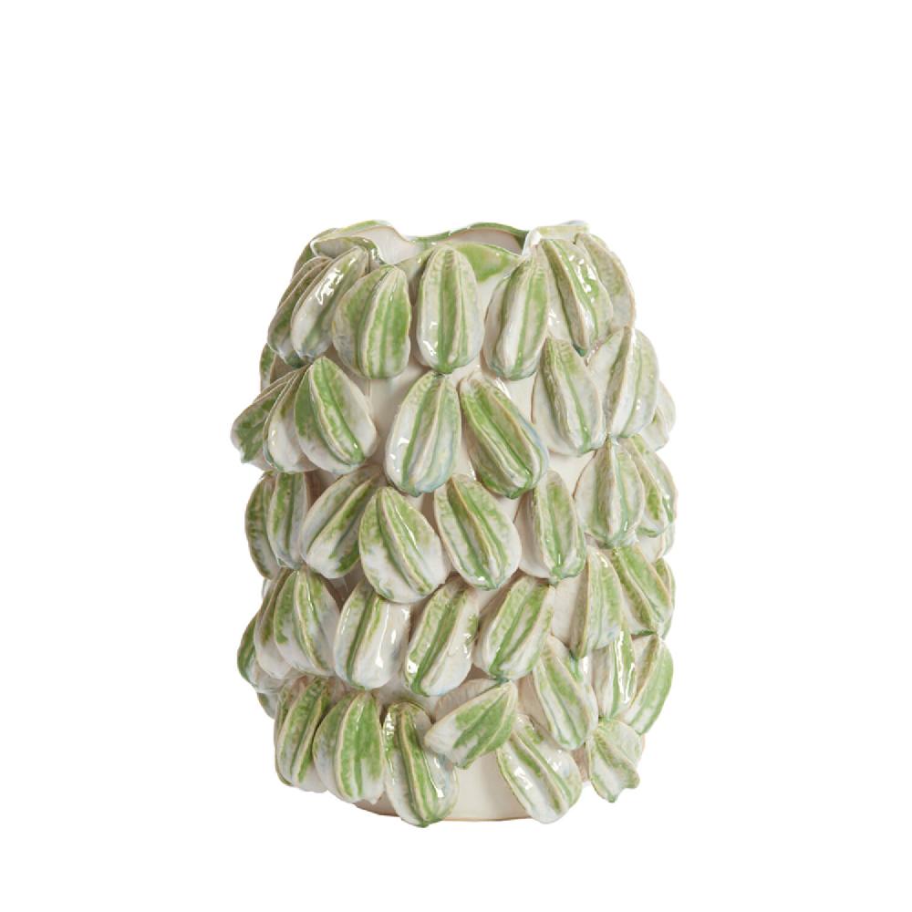 light & living Vaas deco 35x33x47 cm CARAMBOLA keramiek crème+groen
