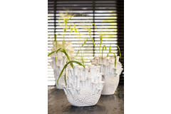 light & living Vaas deco Ø28 5x46 5 cm KYRAL keramiek crème+wit