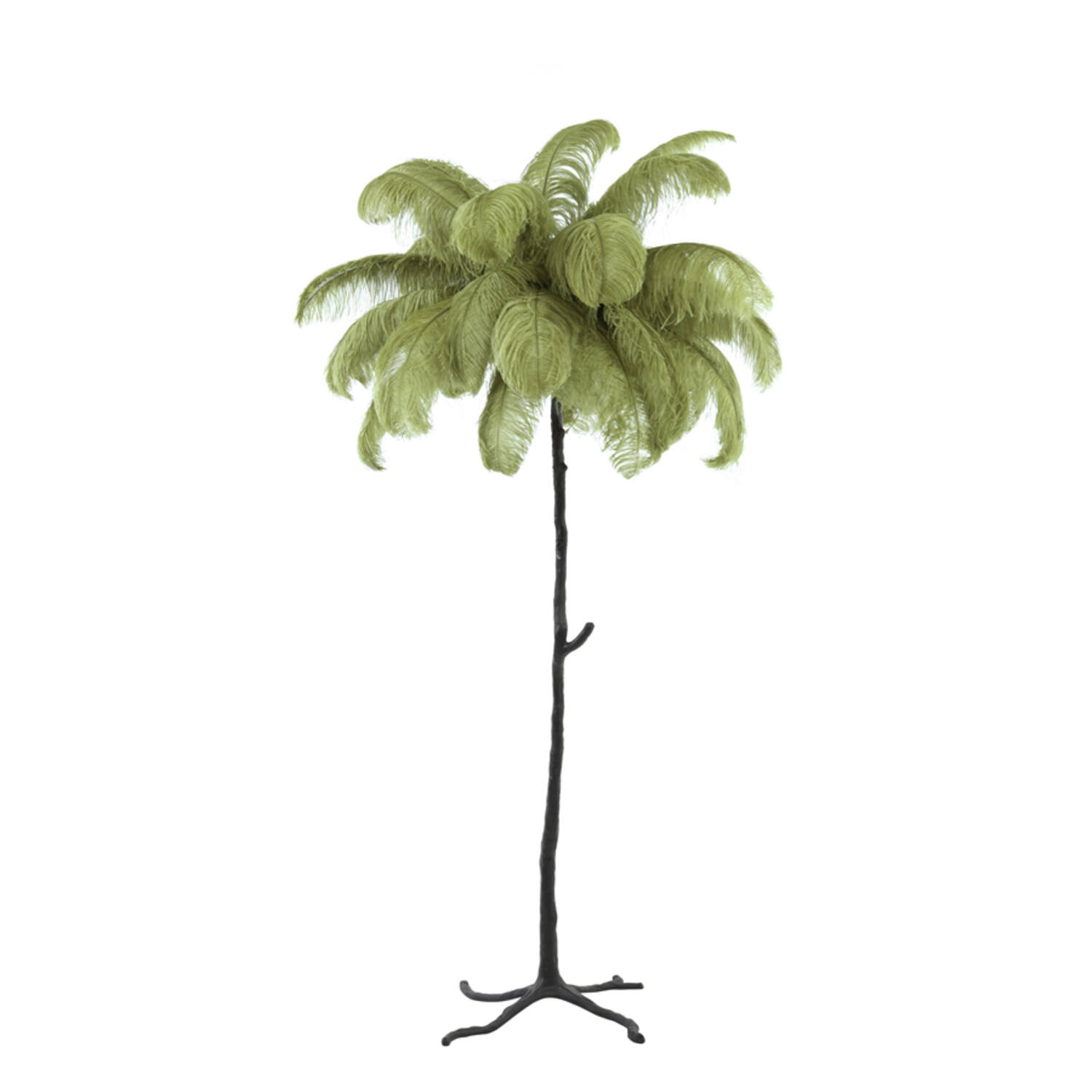 Light & Living Vloerlamp E14 Ø95x180 Cm FEATHER Zwart+olijf Groen