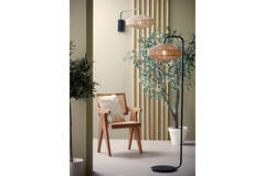 light & living Wandlamp Ø43x115 cm LYRA naturel+mat zwart
