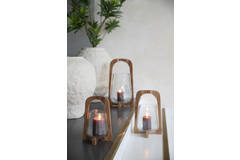 Light & Living Windlicht Ø21 5x35 Cm ANOSY Glas Helder+hout Naturel