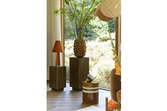 Light & Living Zuil 35x35x80 Cm GATURA Hout Donker Bruin+glas Bruin