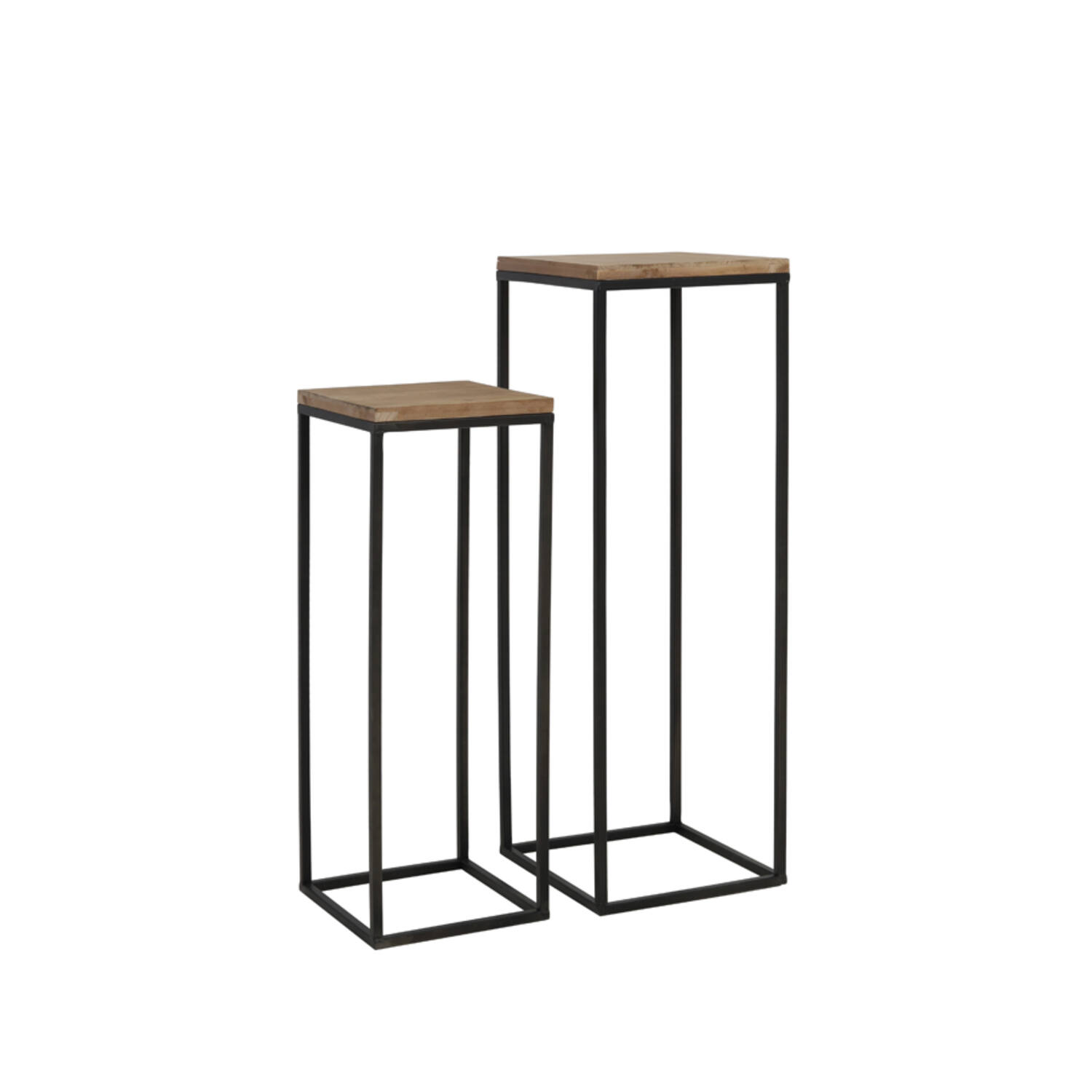 light & living Zuil S/2 30x30x82 5+35x35x102 cm YARULA hout+zwart