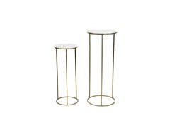 Light & Living Zuil S/2 Ø32x82+Ø41x102 Cm RICARDO Wit Marmer+ant. Brons