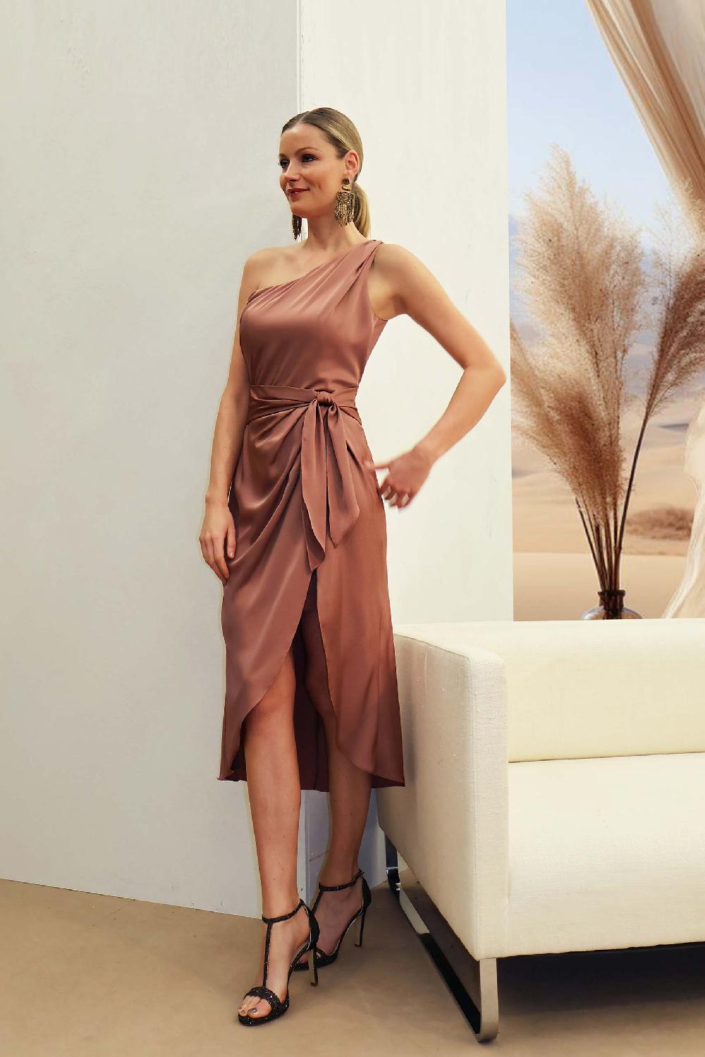 linea raffaelli Assymetric chocolate dress