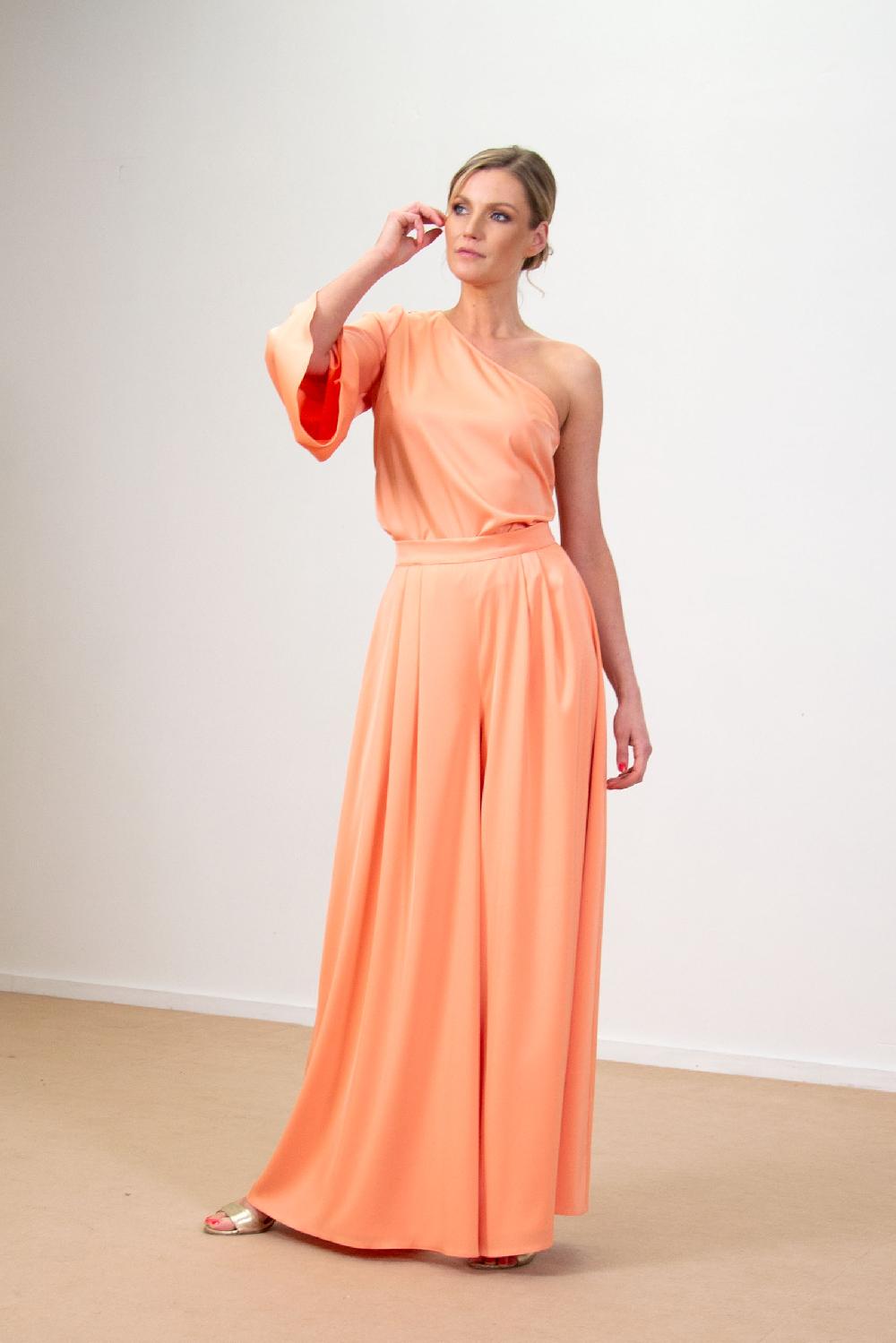 linea raffaelli Asymmetric peach pantsuit