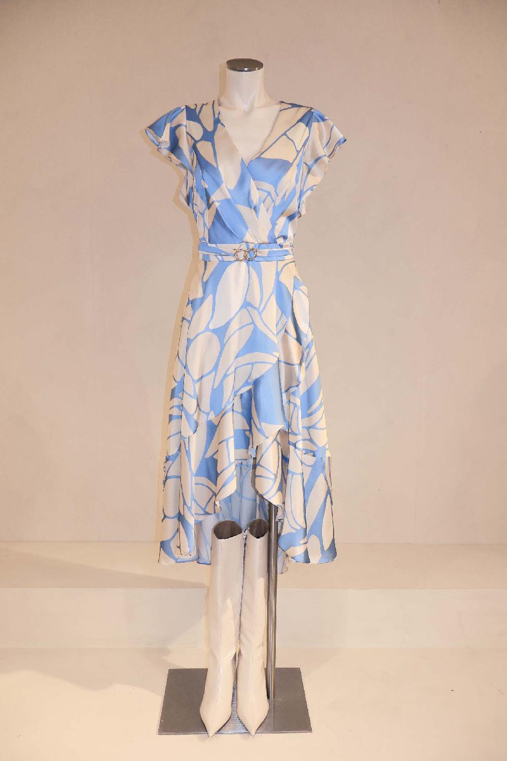 linea raffaelli Beige blue maxi dress