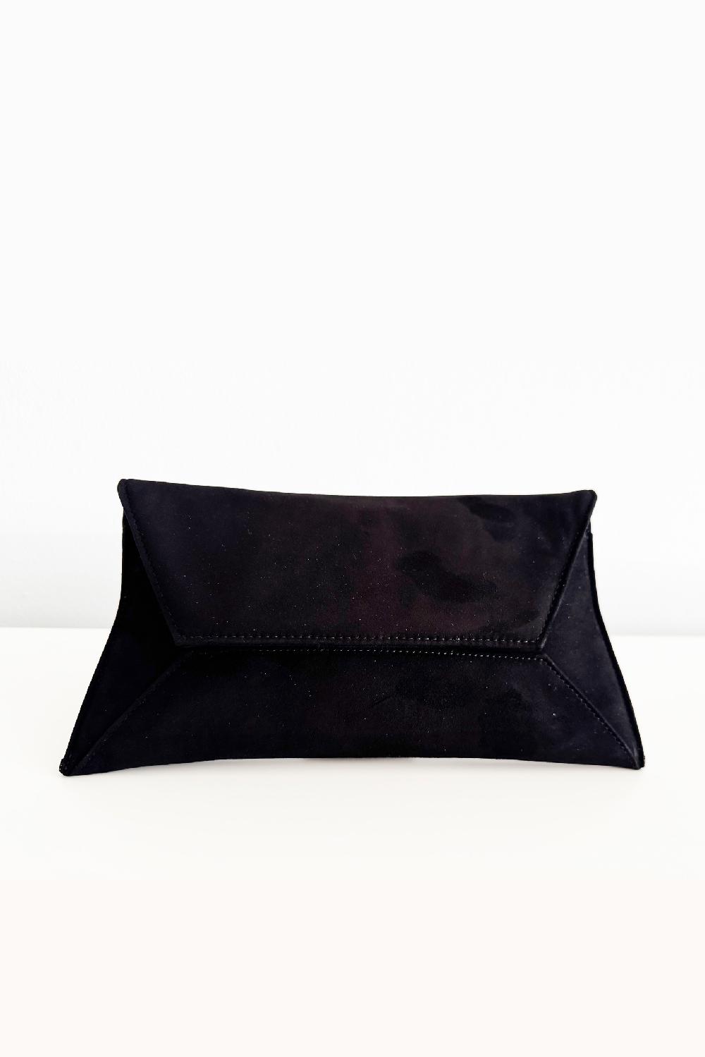linea raffaelli Black suéde envelope clutch