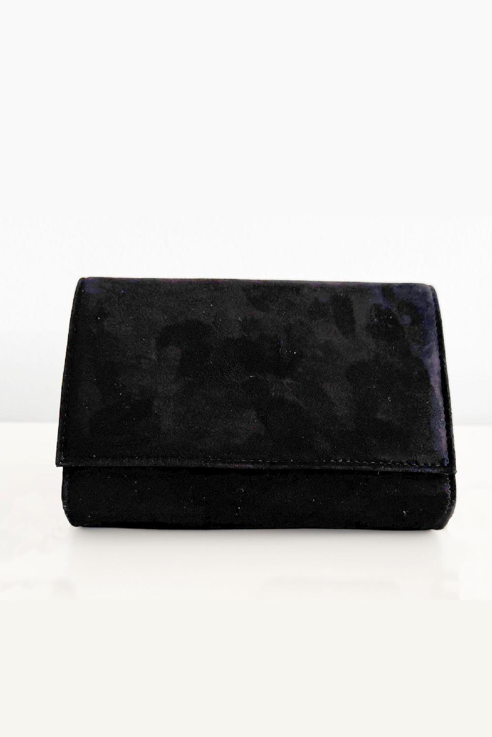 linea raffaelli Black suéde foldover clutch