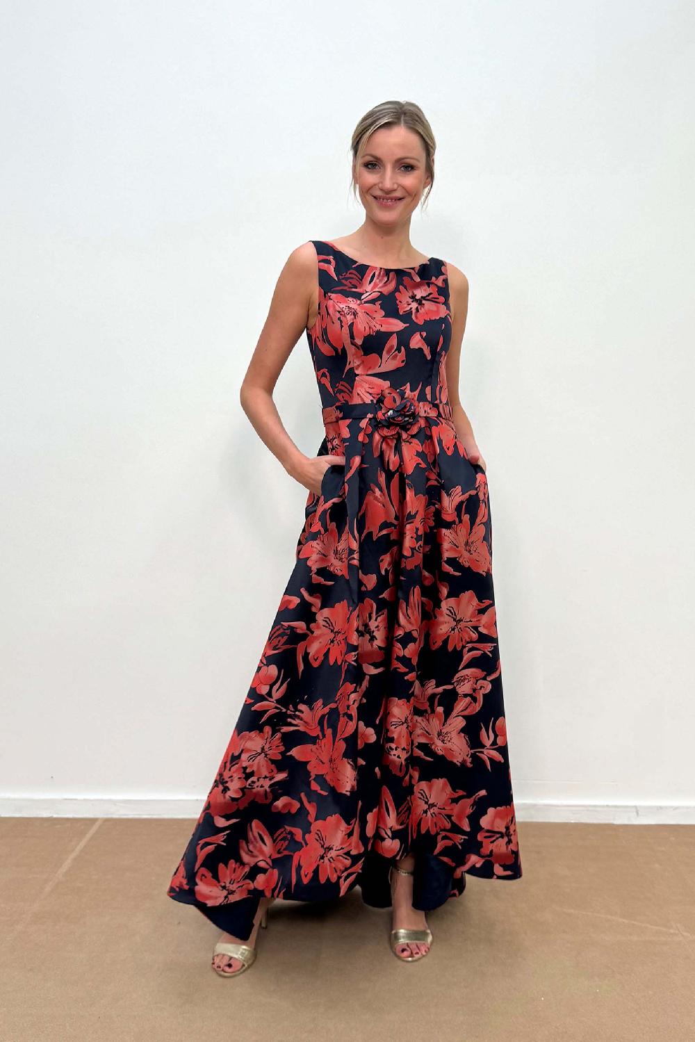 linea raffaelli Blue & red printed long dress