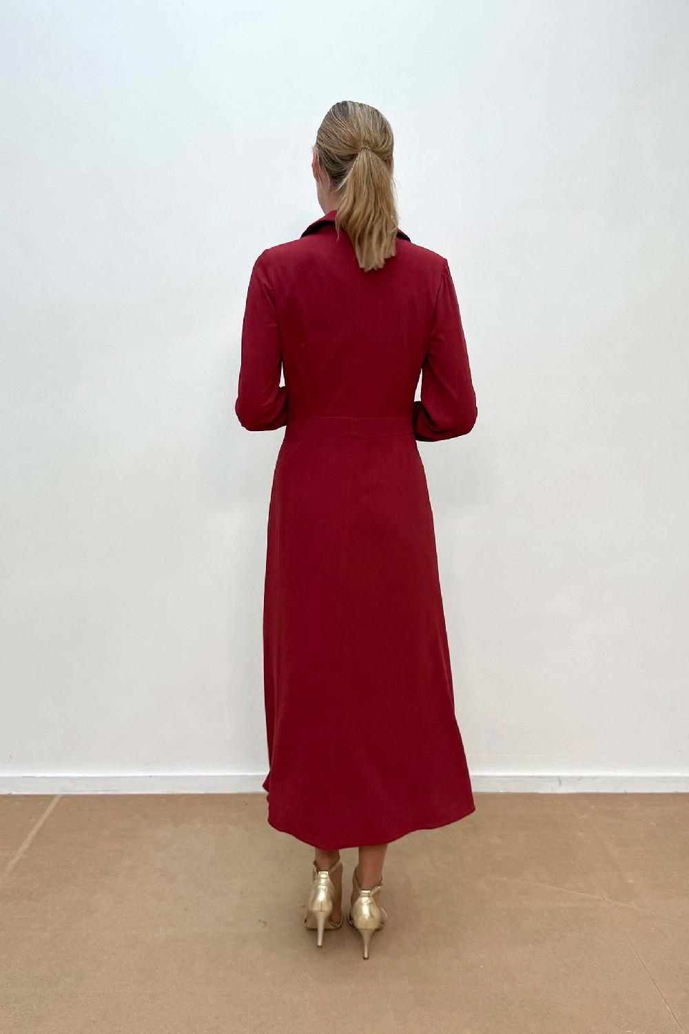 Linea Raffaelli Bordeaux Midi Dress