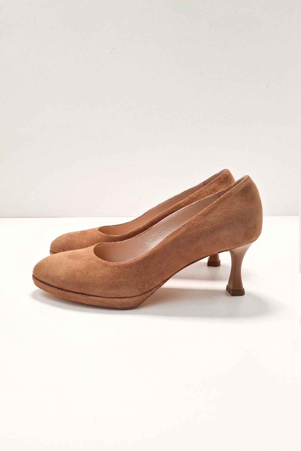 linea raffaelli Camel brown suède pumps