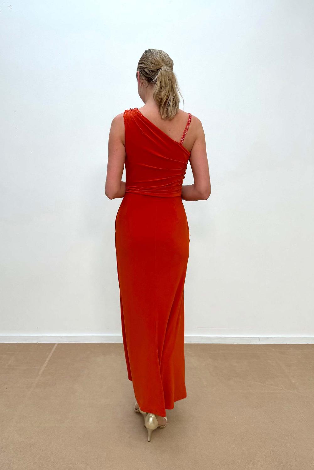 Linea Raffaelli Dark Orange Evening Dress