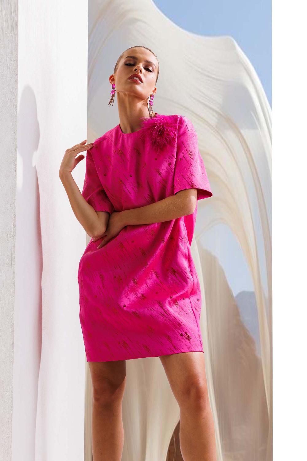 linea raffaelli Fuchsia jacquard dress