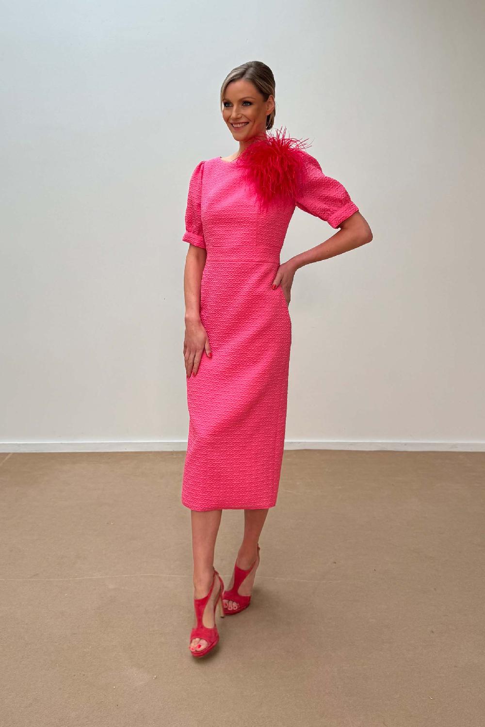 linea raffaelli Fuchsia puff sleeved dress
