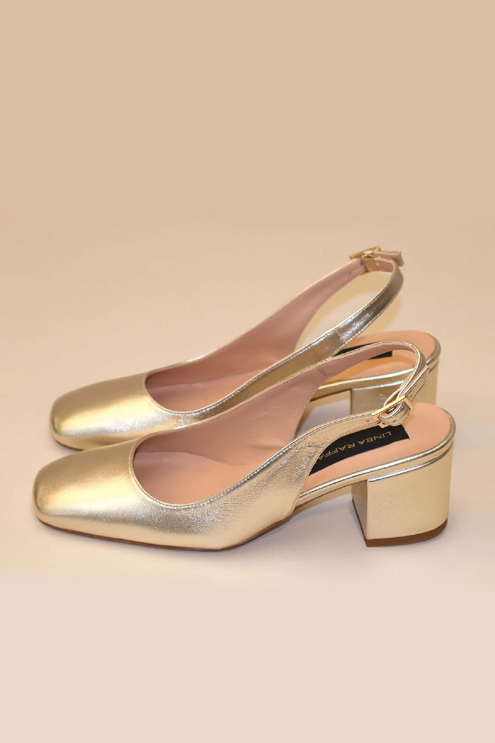 linea raffaelli Gold slingbacks