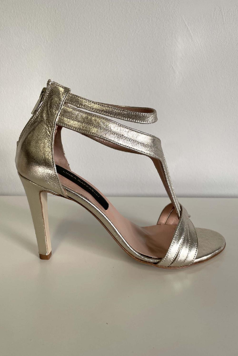 linea raffaelli Gold Strappy Heels