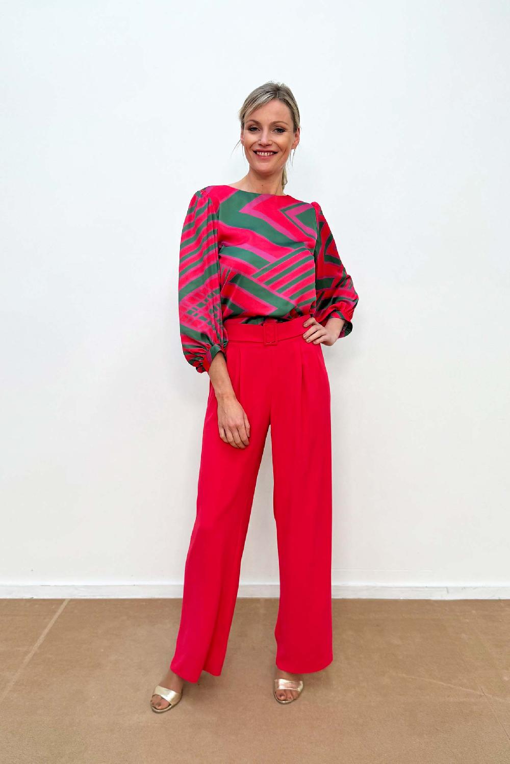 Linea Raffaelli Green & Coral Pantsuit