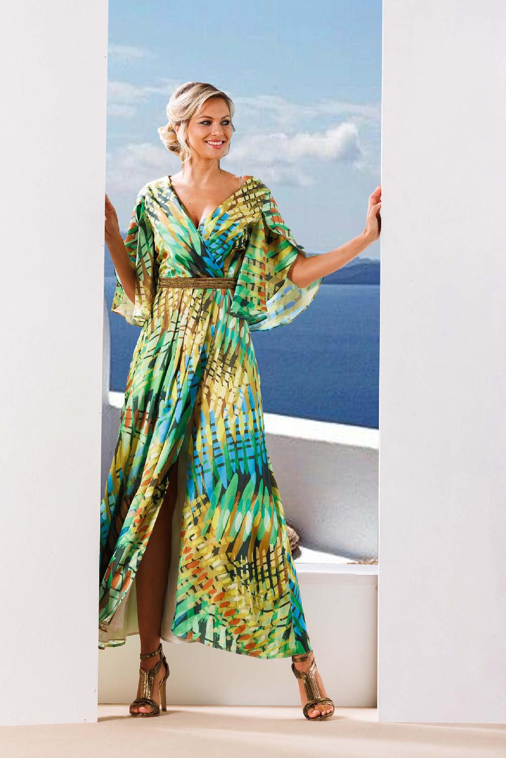 linea raffaelli Green printed maxi dress