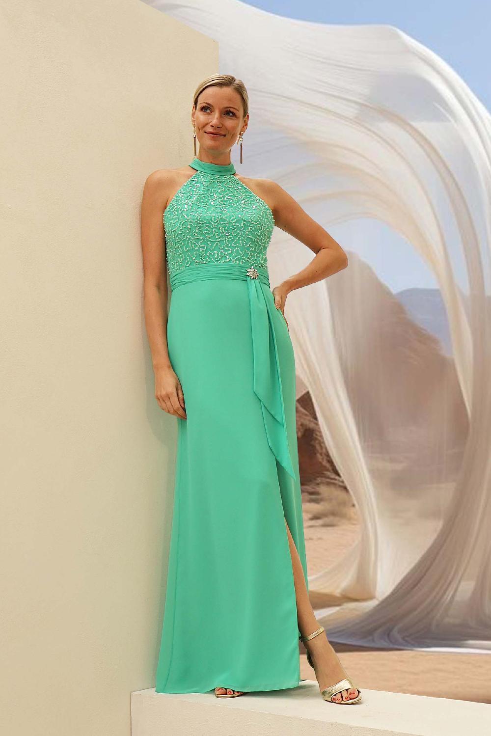 linea raffaelli Green sequin evening dress
