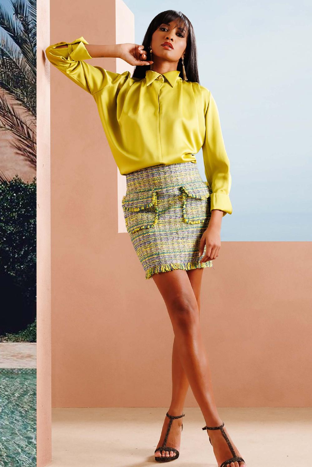 linea raffaelli Green yellow tweed combi